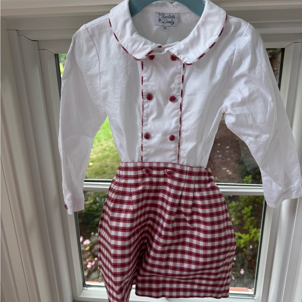 Red Plaid Boys Set by Parisian Designer Charlotte sy Dimby Size 3